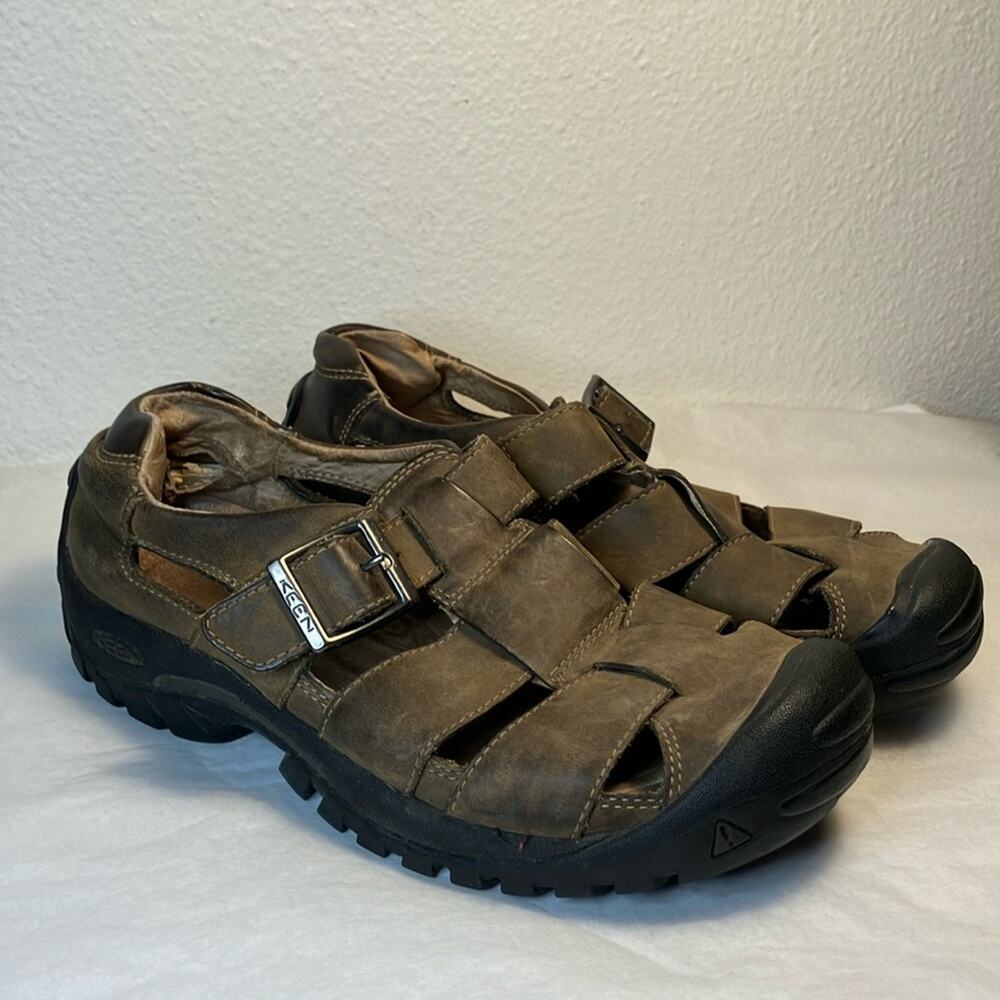 Keen‎ Alman Fisherman Sandals Mens Size 8.5 Brown Leather Outdoor Hiking